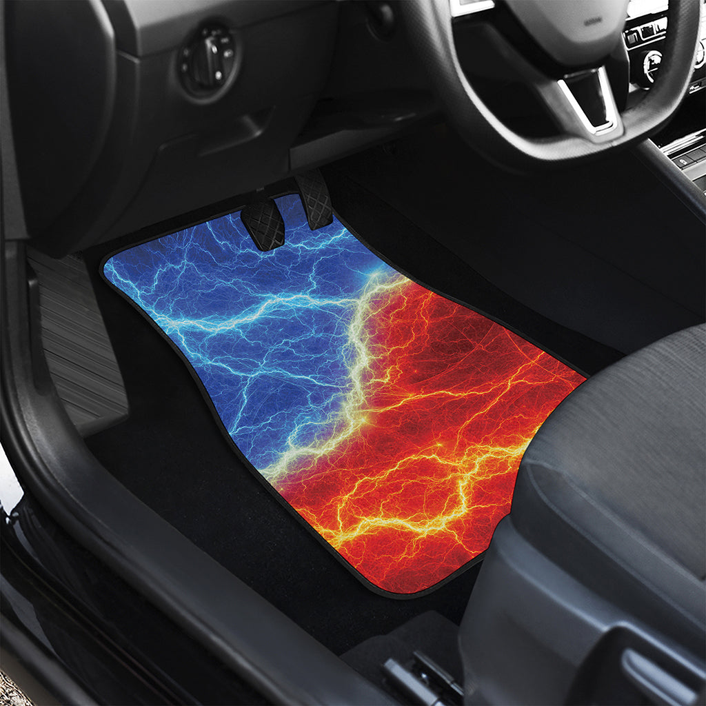 Blue And Red Lightning Print Front and Back Car Floor Mats