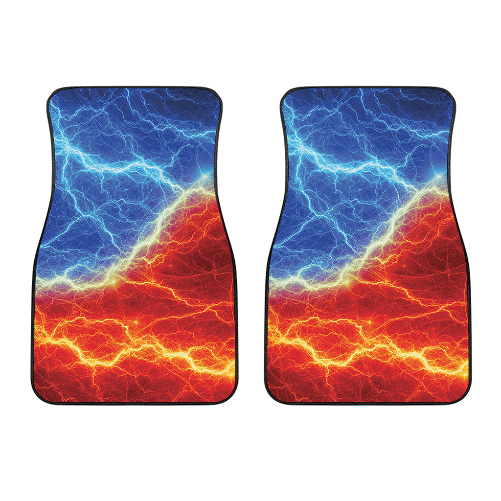 Blue And Red Lightning Print Front Car Floor Mats