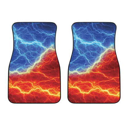 Blue And Red Lightning Print Front Car Floor Mats