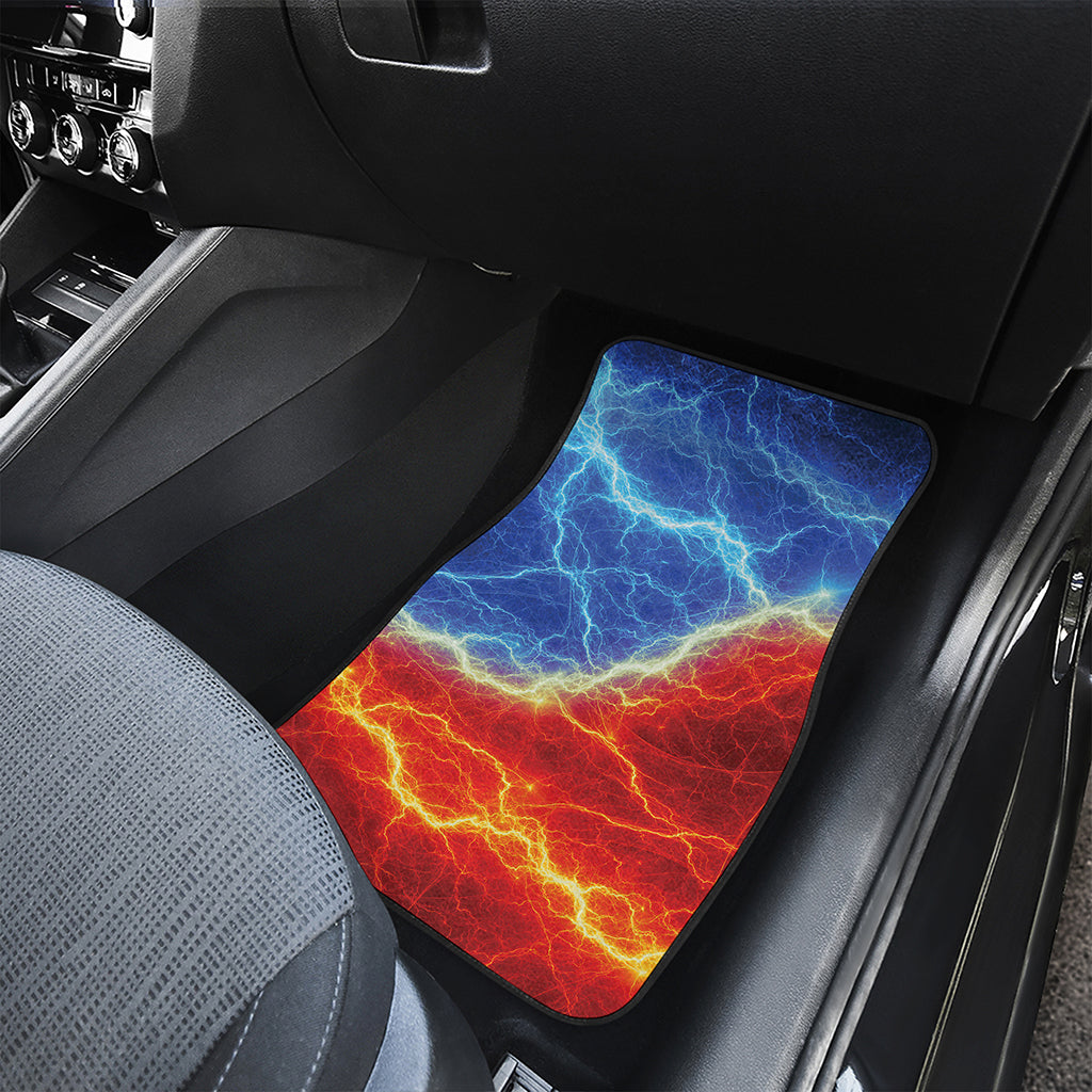 Blue And Red Lightning Print Front Car Floor Mats