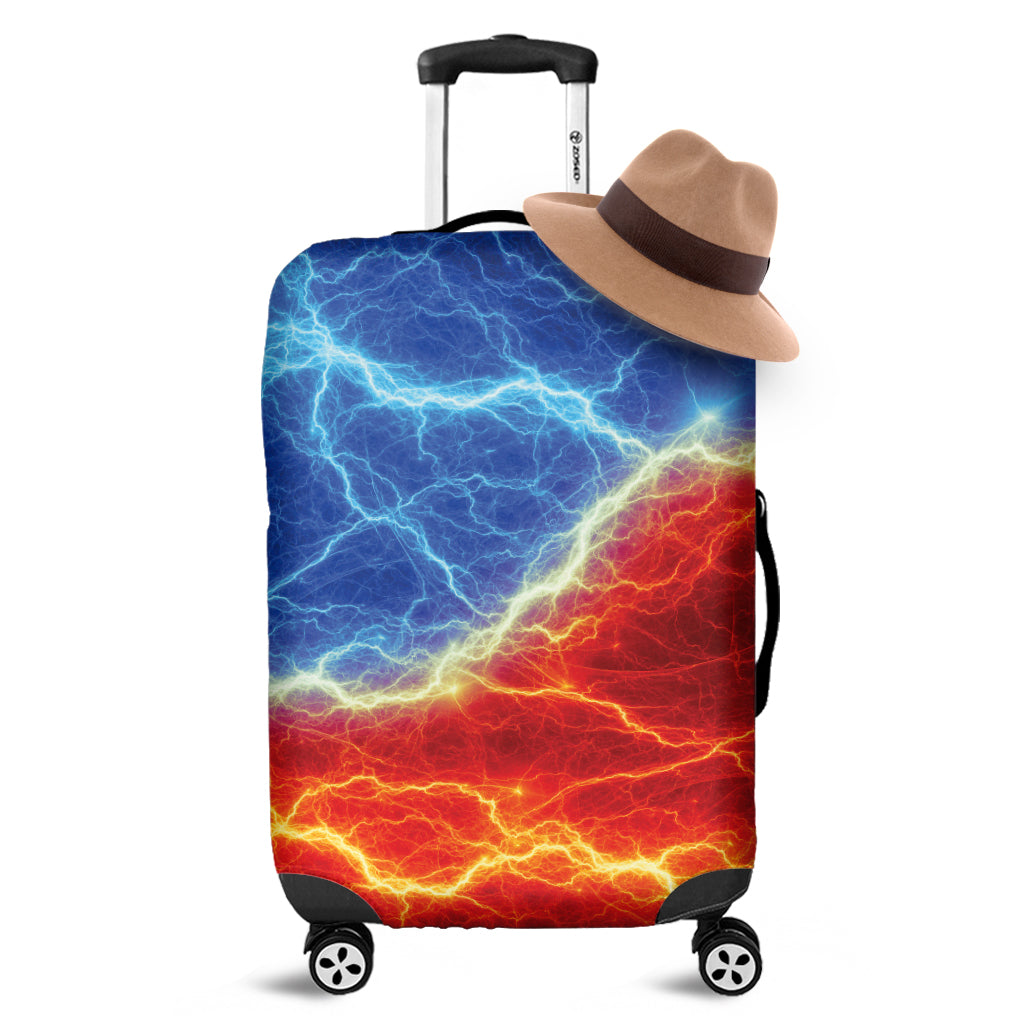 Blue And Red Lightning Print Luggage Cover