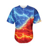 Blue And Red Lightning Print Men's Baseball Jersey