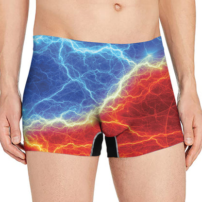 Blue And Red Lightning Print Men's Boxer Briefs