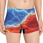Blue And Red Lightning Print Men's Boxer Briefs