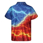 Blue And Red Lightning Print Men's Short Sleeve Shirt