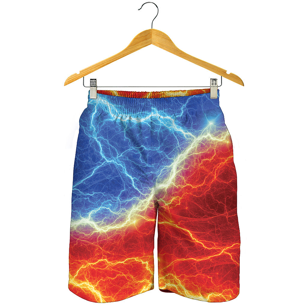 Blue And Red Lightning Print Men's Shorts