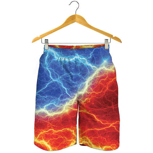 Blue And Red Lightning Print Men's Shorts