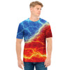 Blue And Red Lightning Print Men's T-Shirt