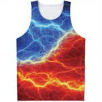 Blue And Red Lightning Print Men's Tank Top