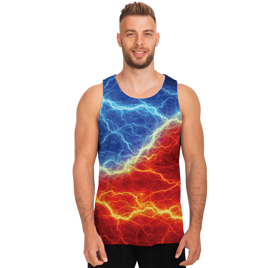 Blue And Red Lightning Print Men's Tank Top