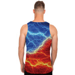 Blue And Red Lightning Print Men's Tank Top
