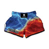 Blue And Red Lightning Print Muay Thai Boxing Shorts