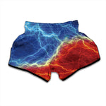 Blue And Red Lightning Print Muay Thai Boxing Shorts