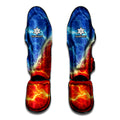 Blue And Red Lightning Print Muay Thai Shin Guards