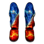 Blue And Red Lightning Print Muay Thai Shin Guard