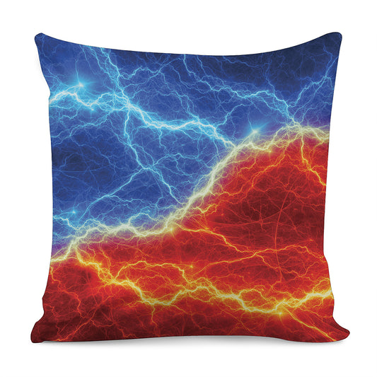 Blue And Red Lightning Print Pillow Cover