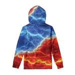 Blue And Red Lightning Print Pullover Hoodie