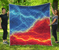 Blue And Red Lightning Print Quilt