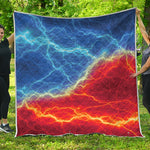 Blue And Red Lightning Print Quilt