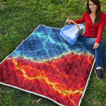 Blue And Red Lightning Print Quilt