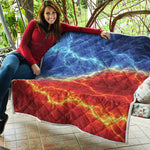 Blue And Red Lightning Print Quilt