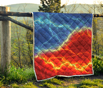 Blue And Red Lightning Print Quilt