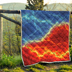 Blue And Red Lightning Print Quilt