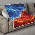 Blue And Red Lightning Print Quilt