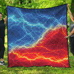 Blue And Red Lightning Print Quilt