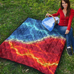 Blue And Red Lightning Print Quilt