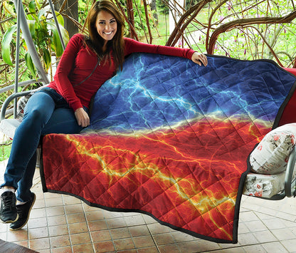 Blue And Red Lightning Print Quilt