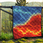 Blue And Red Lightning Print Quilt
