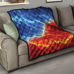 Blue And Red Lightning Print Quilt
