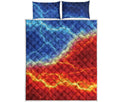 Blue And Red Lightning Print Quilt Bed Set