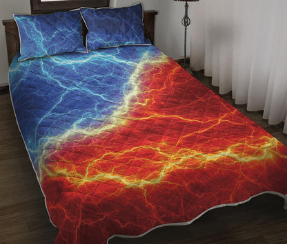 Blue And Red Lightning Print Quilt Bed Set