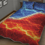 Blue And Red Lightning Print Quilt Bed Set