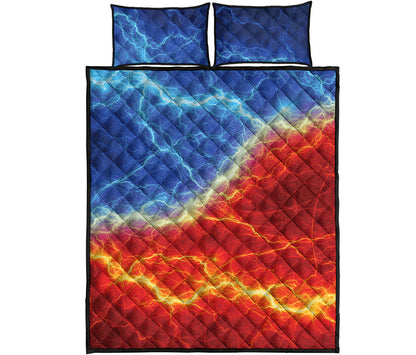 Blue And Red Lightning Print Quilt Bed Set