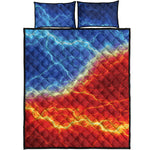Blue And Red Lightning Print Quilt Bed Set