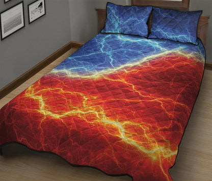 Blue And Red Lightning Print Quilt Bed Set