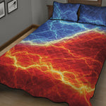 Blue And Red Lightning Print Quilt Bed Set