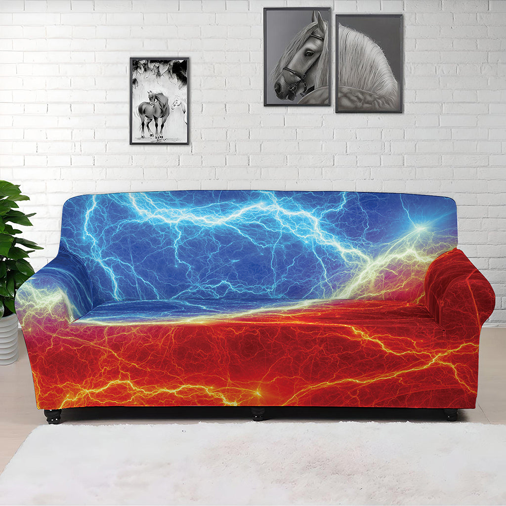 Blue And Red Lightning Print Sofa Cover