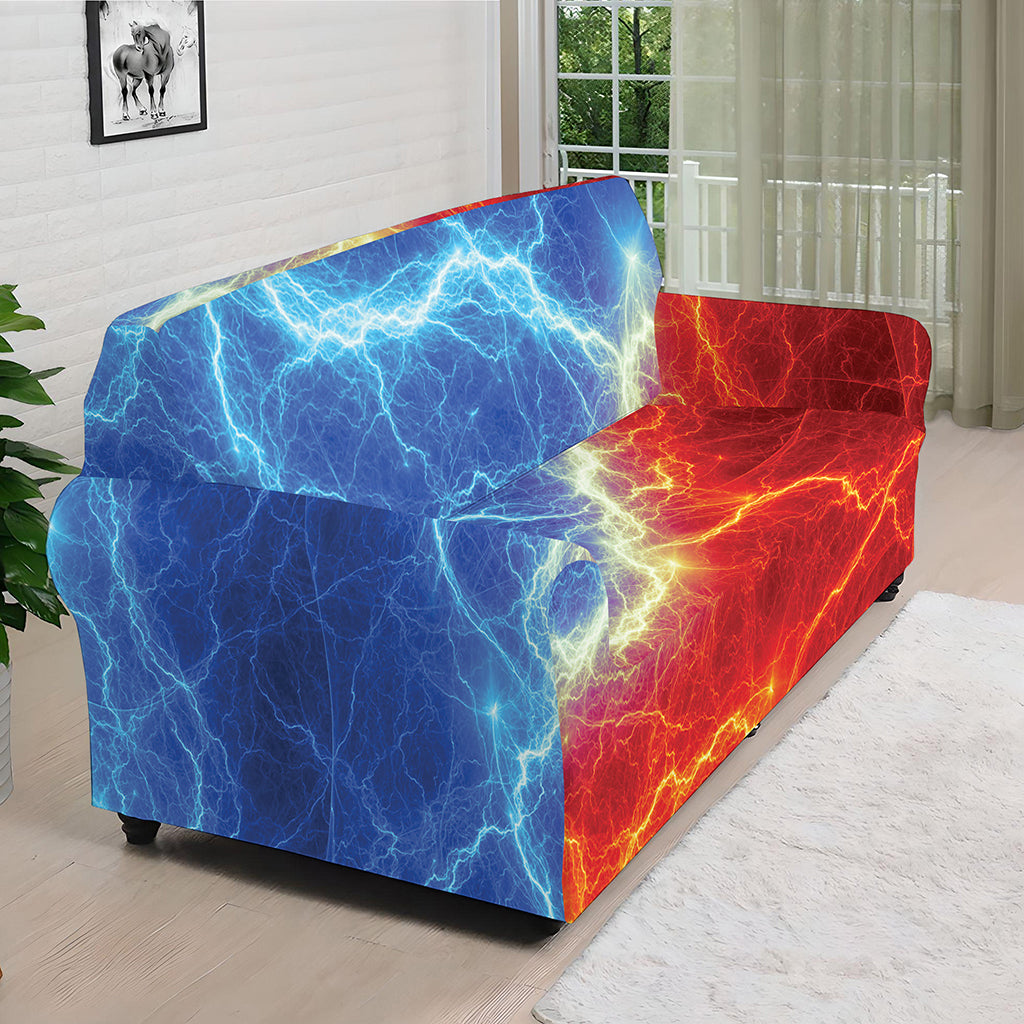 Blue And Red Lightning Print Sofa Cover