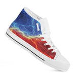 Blue And Red Lightning Print White High Top Shoes