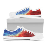 Blue And Red Lightning Print White Low Top Shoes