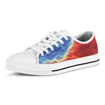Blue And Red Lightning Print White Low Top Shoes