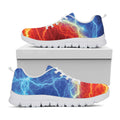 Blue And Red Lightning Print White Running Shoes