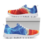 Blue And Red Lightning Print White Sneakers