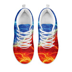 Blue And Red Lightning Print White Sneakers