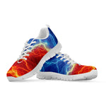 Blue And Red Lightning Print White Sneakers