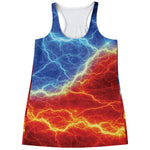 Blue And Red Lightning Print Women's Racerback Tank Top